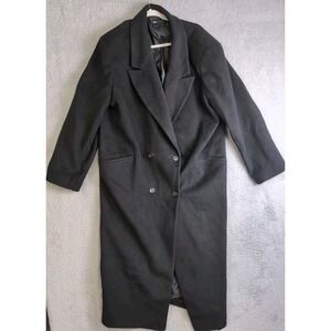 ASOS Designs Overcoat Women's  16 Long Coat Lined Double Breasted Black 4 Button